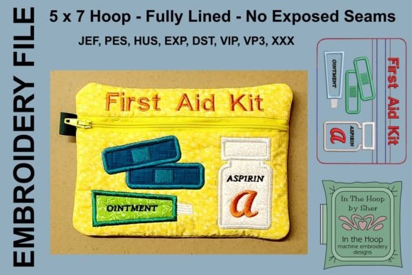 First Aid Zipper Bag Embroidery Design Review