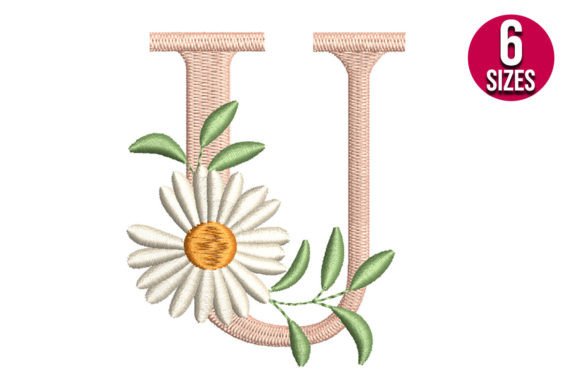 Floral Alphabet Letter U Review for Sweatshirt Embroidery
