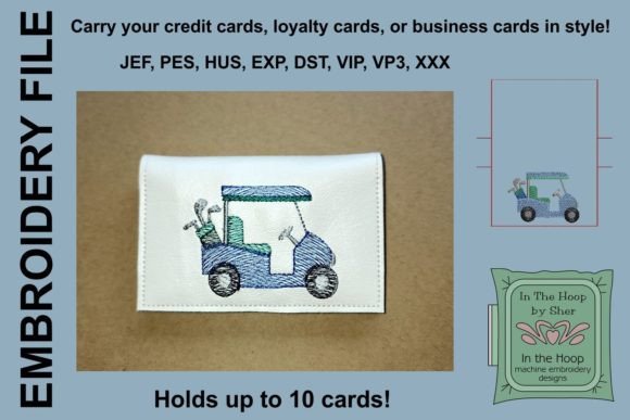Golf Cart Credit Card Wallet: A Must-Have Embroidery Design for Craft Fairs