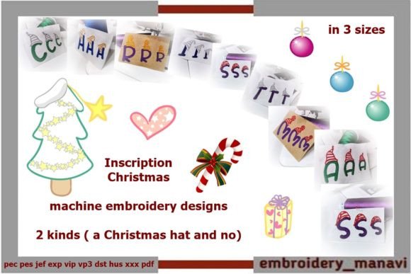 Inscription Christmas 2 Kinds in 3 Sizes: A Festive Embroidery Design Review