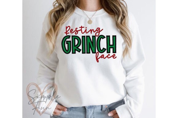 Resting Grinch Face Applique for Holiday Sweatshirts