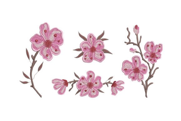 Sakura Flowers Set: A Delicate Embroidery Design for Craft Fairs