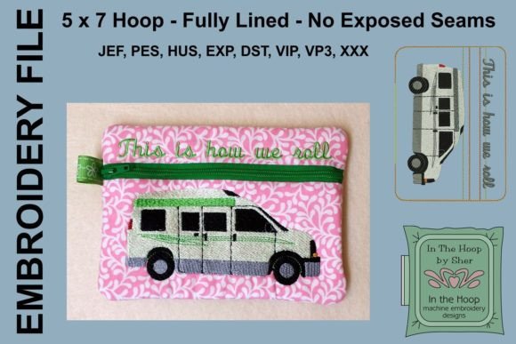 Travel Van Camping Zipper Bag Embroidery Design Review