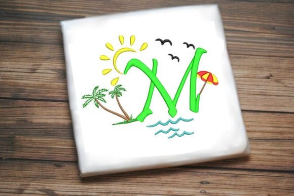 Welcome Summer, Alphabet Letter M Embroidery Design